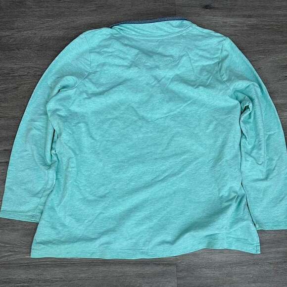 L.L. Bean 1/4 Button Pullover Sweatshirt Heather Teal Women's 2X - Picture 6 of 6
